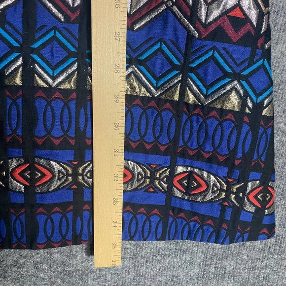 J. Crew Mini Dress 2 Small Blue Geometric Jacquard Fit And Flare Windowpane - Picture 7 of 11